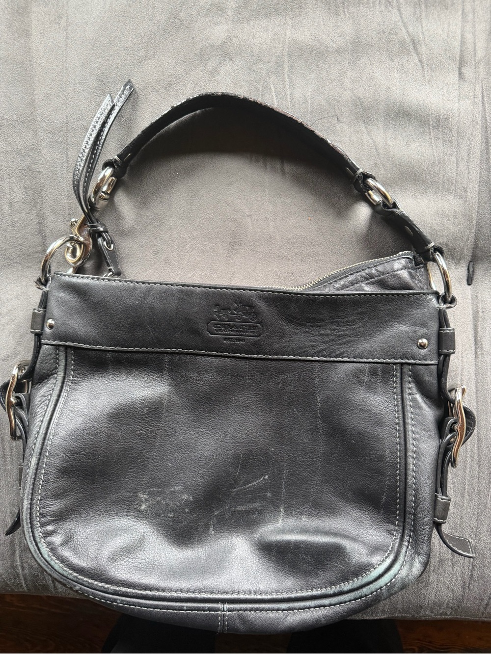 Coach Black Leather Hobo Shoulder Bag